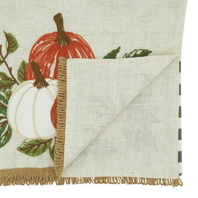 Plaid Embroidered Pumpkins Runner, 70"