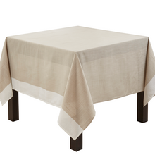  Natural Banded Tablecloth, Variety Sizes