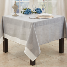  Gray Banded Tablecloth, Square & Rectangular Sizes