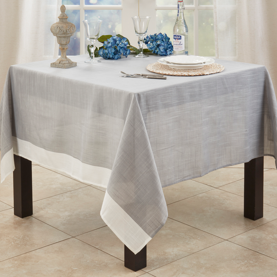 Gray Banded Tablecloth, Square & Rectangular Sizes