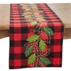 Buffalo Plaid Holly Leaves Runner, 70" Long