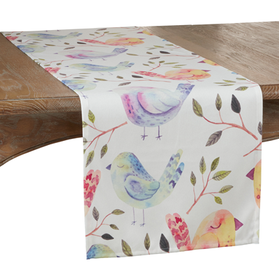 Colorful Birds Table Runner, 72" Width