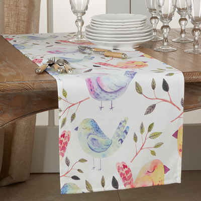 Colorful Birds Table Runner, 72" Width
