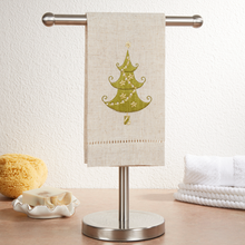  Embroidered And Hemstitched Christmas Tree Guest Towel