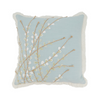 Embroidered Blue Flower Pillow, 18"