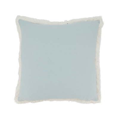 Embroidered Blue Flower Pillow, 18"