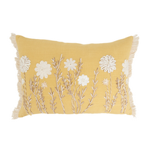  Rectangular Flower Embroidered Pillow, 14" x 20"