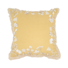  Embroidered Yellow Pillow, 18"