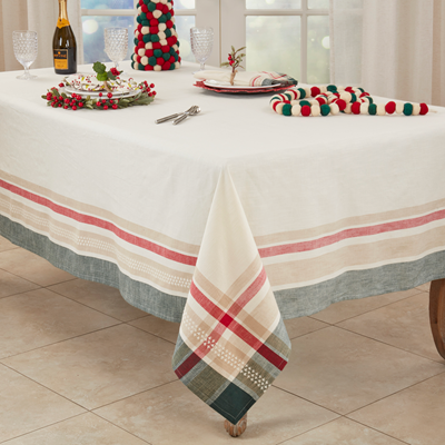 100% Cotton Christmas Tablecloth, Square & Rectangular Sizes