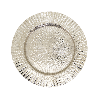 Silver Ribbed Border Charger, Set 4