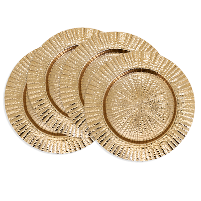 Gold Ribbed Border Charger, Set 4