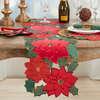 Poinsettia Beaded Gold & Red Runner