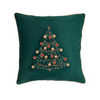Embroidered Christmas Tree Green Pillow