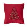 Embroidered Christmas Tree Red Pillow