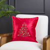 Embroidered Christmas Tree Red Pillow