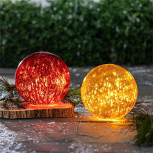  Set 2 LED Crackle Glass Decorative Ball, 8"High