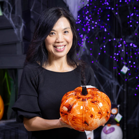 Pumpkin Marble Glass Table Décor, 9.75"