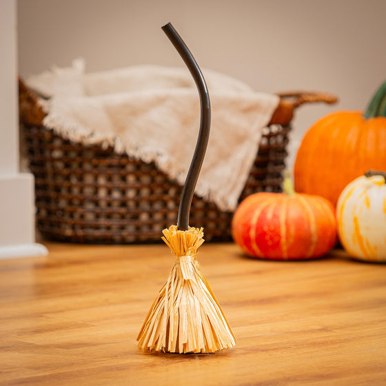 Broom with Movement Fabric Table Décor, 19"H