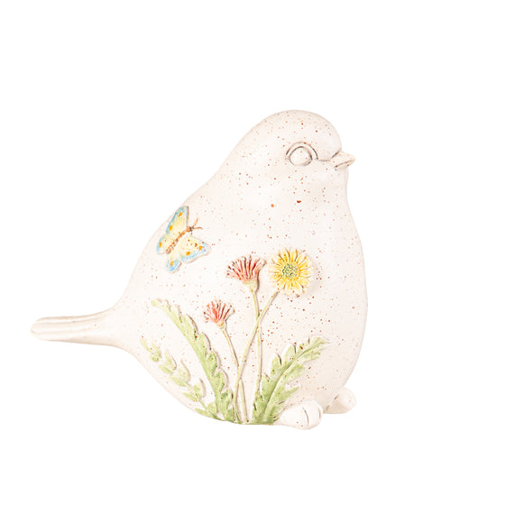 Set 2 Floral Bird Resin Table Decor, 5.25"T