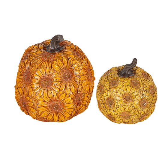 Sunflower Pumpkin Resin Table Décor Set 2
