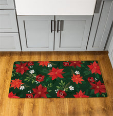  Holiday Poinsettia Flower with Leaf Anti-Fatigue Mat, 40" Width