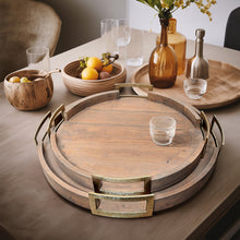  Round Wood & Gold Mate Tray
