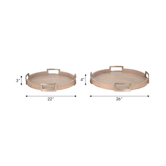 Round Wood & Gold Mate Tray