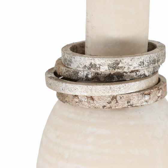 Ivory Vase With Silver Rings, 13" Tall