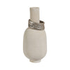 Ivory Vase With Silver Rings, 16" Tall