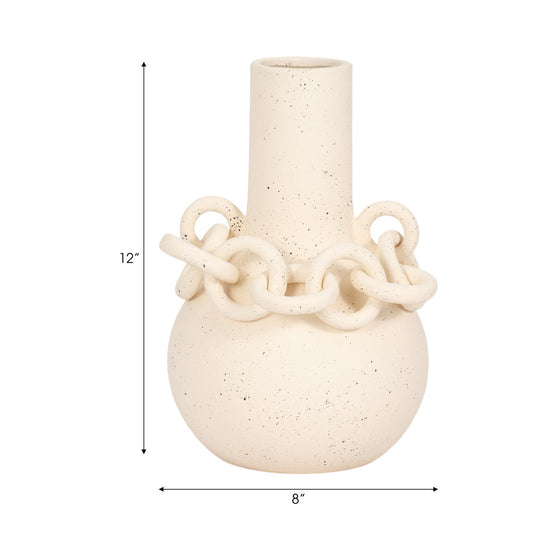 White/Ivory Ring Vase, 12"