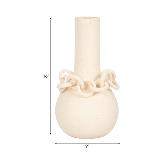 White/Ivory Ring Vase, 16"