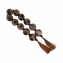  Brown Glass Garland With Leather Tassel, 56"