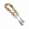 Glass & Wood Garland, Leather Tassel, 56"