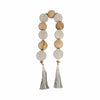 Glass & Wood Garland, Leather Tassel, 56"