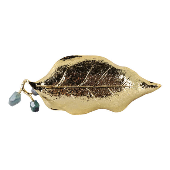 Metal & Glass Gold Tray, 14"