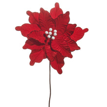  Red Velvet Poinsettia Stem, 22" Tall
