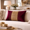 Burgundy Gold Beaded Holiday Lumbar Pillow