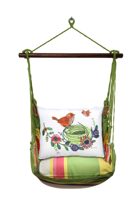 Fresh Lime Stripes in Nest Pillow Swing Set, 4 Pieces