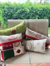 Feliz Navidad Red & Green Lumbar Pillow, Size 12" x 26"