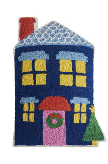  Blue House Shaped Christmas Pillow