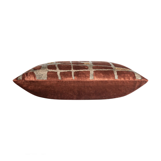 Rust & Gold Velvet Pillow, 22"