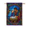 Stained Glass Holy Night Suede House Flag