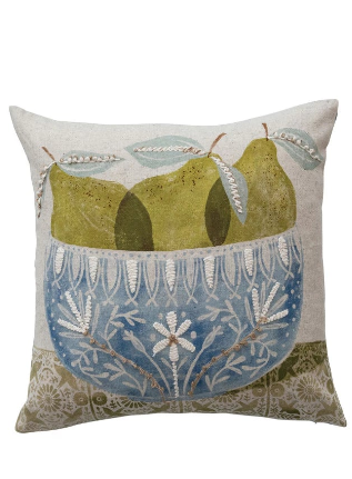 Pear Printed Pillow, 18"