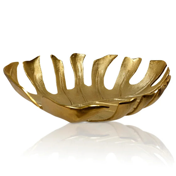 Gold Palm Leave Tray, 19"