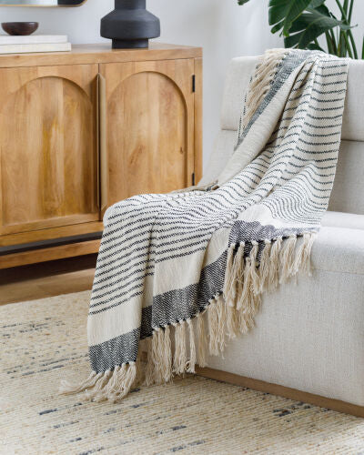 Beige & Black Woven Throw