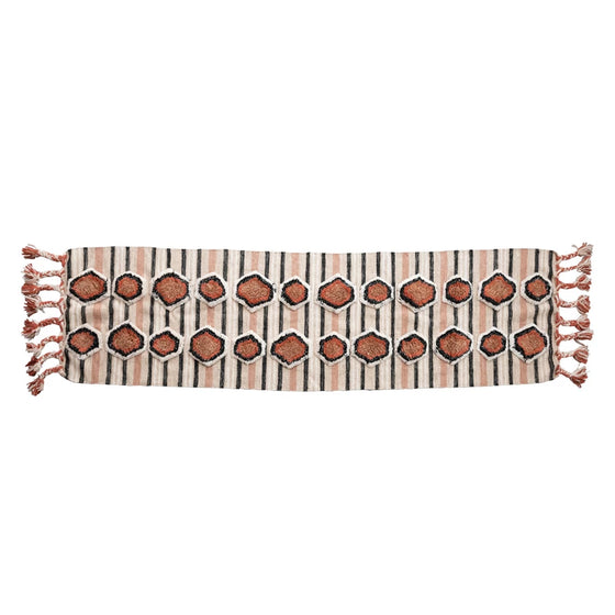 Cotton Tufted Kilim Floor Runner with Braided Tassels