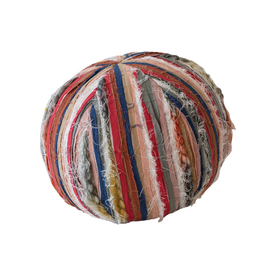 Round Woven Cotton Blend Orb Pillow, 10" Round