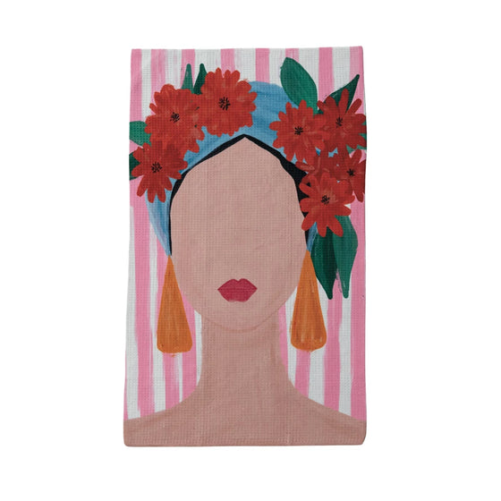 Printed Recycled Microfiber Tea Towel, Portrait of a Woman