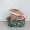 Cotton Embroidered Pouf With Pom Poms