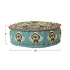 Cotton Embroidered Pouf With Pom Poms